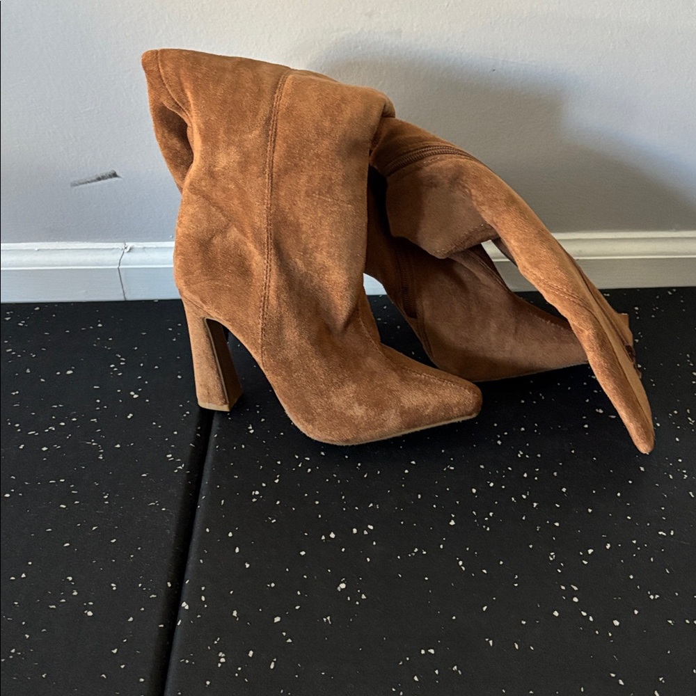 Brown Suede High Heel Boots